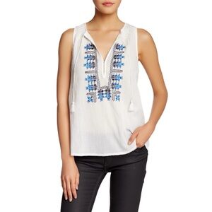 🎀5/$25 Joie blue embroidered white cotton blouse XS